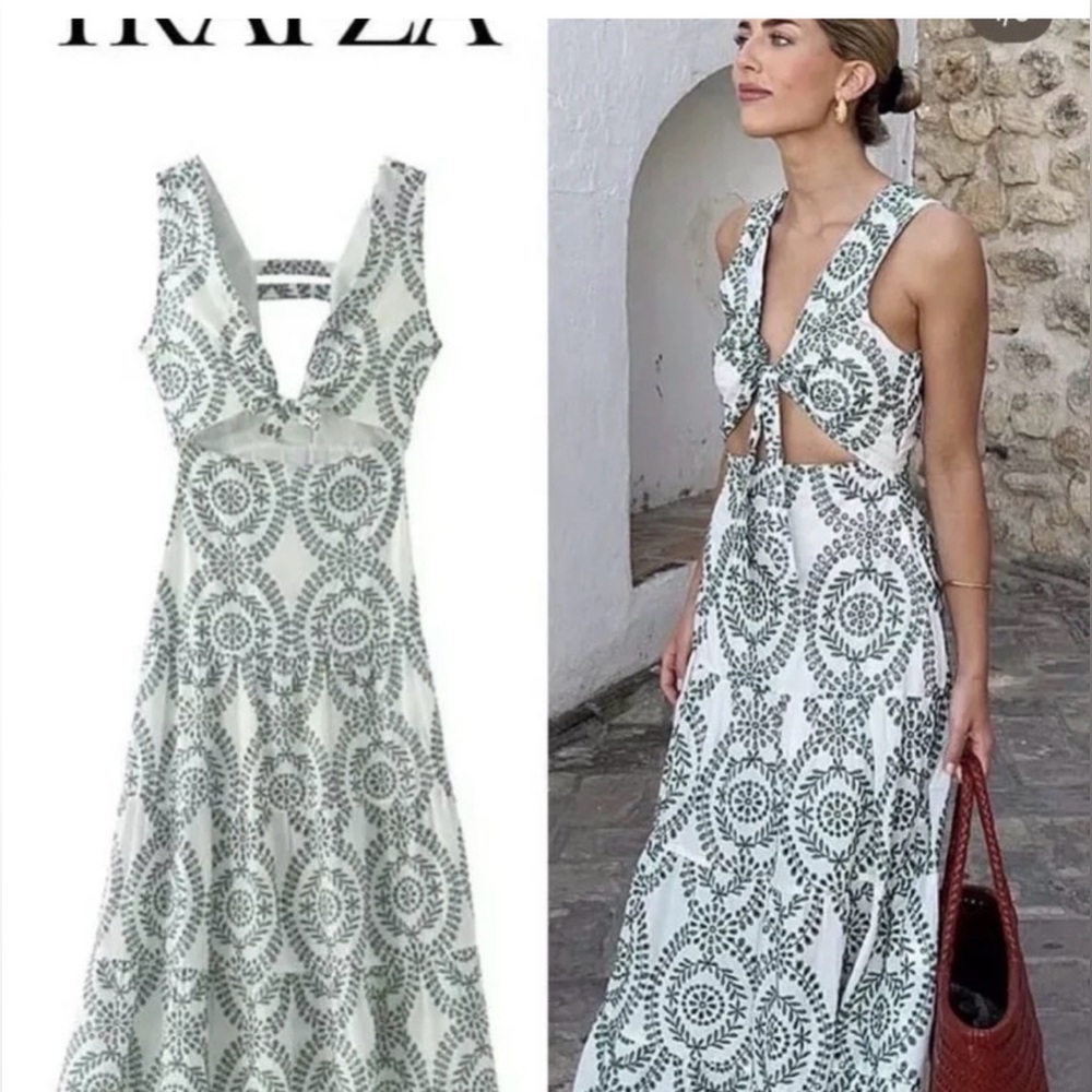 Zara Knotted Embroidered Dress